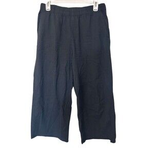 Eileen Fisher Organic Cotton Crop Pull On Pants Women's Medium Petite Black